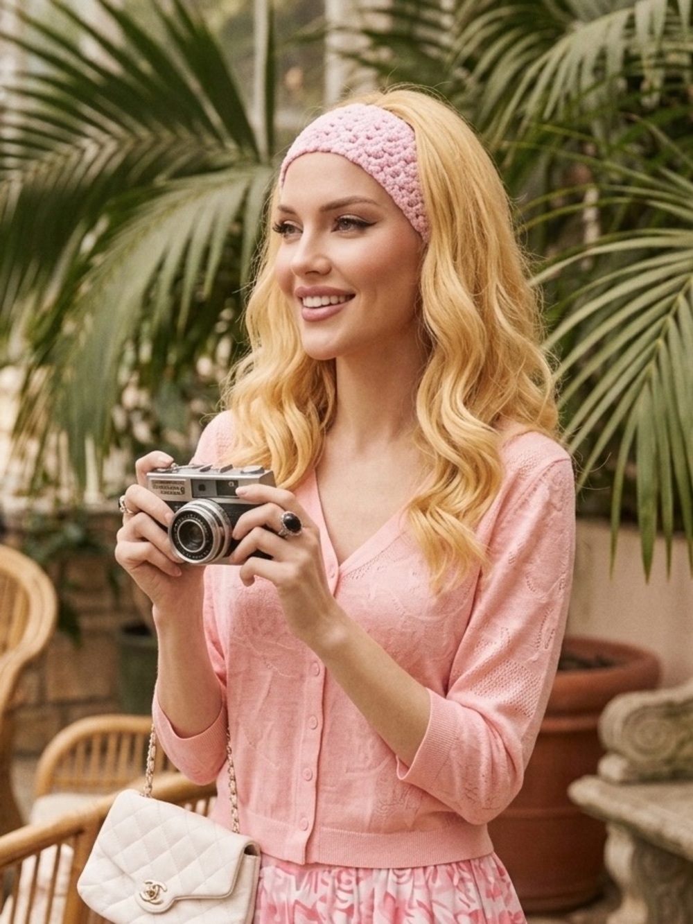 NWT Bella porque Crochet Pink Wide Headband for Women